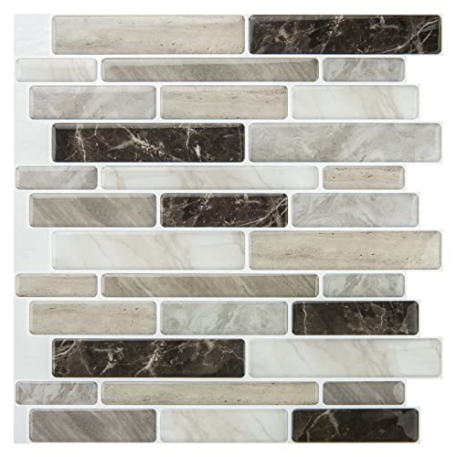 WOWSTAR 10-Sheet Peel and Stick Backsplash Tile for Kitchen, Back Splash Stick On Tiles for Kitchen Wall (Light Brown) - color: Light Brown
