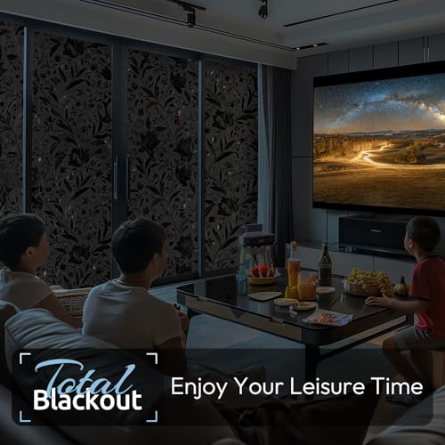 rabbitgoo Total Blackout Window Film, Black Privacy Cling, 17.5" x 78.7" - color: Black, size: 17.5" x 78.7"