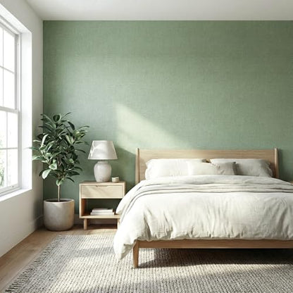 WADILE Grasscloth Peel and Stick Wallpaper 15.7in x 787.4in, Textured Contact Paper for Cabinets, Faux Linen Wall Paper Pull and Stick, Fabric Vinyl Wallpaper Self Adhesive Light Green - color: Light Green, size: 15.7" x 787.4"