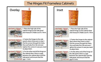 20-Pack Hidden Hinges for Cabinet Doors Frameless Cabinet Concealed Surface Mount Hinges - size: 20 Pack