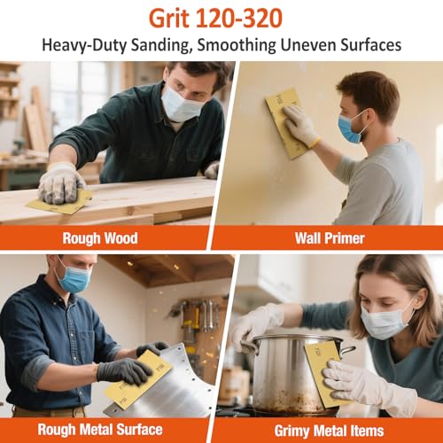 Sand Paper Assortment, 52 Sheets Assorted Grits 120/150/180/240/320/400/600/800/1000/1500/2000/2500/3000, 4 Sheets Each, 9 x 3.6 Inches, Dry & Wet Sanding, Abrasive Sanding Sheets