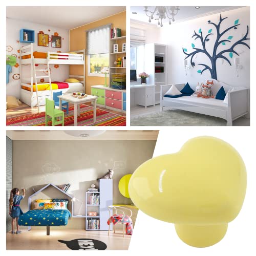 2pcs Ceramic Heart Yellow Drawer Knobs, Cute Cabinet Pulls for Kids - color: Yellow + Heart Shape, size: 2 Pack