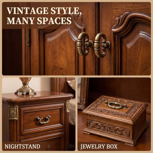 2 Pcs Antique Bronze Ring, Vintage Style Drawer Knob Ring with Back Plate Antique Black Bronze Drawer Pull Dresser Pull Cabinet Knob Kitchen Door Knob Hardware Cabinet Hardware