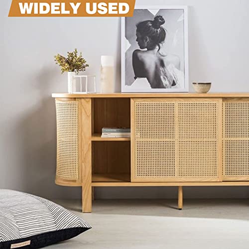 16" Width x 3.3 Feet Cane Rattan Webbing Roll for Caning Projects, Cane Webbing Sheet, Natural Pre-Woven Open Mesh for Furniture Chair Cabinet Ceiling Bed Door - size: 16in W x 3.3ft L
