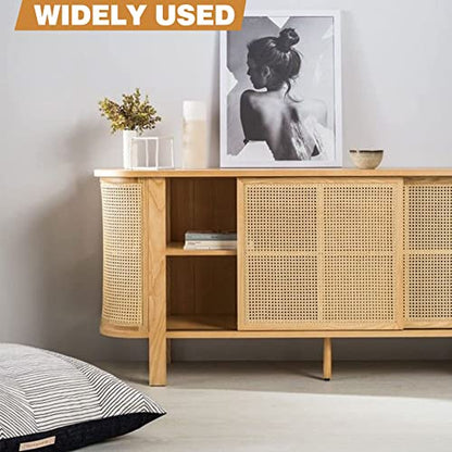 16" Width x 3.3 Feet Cane Rattan Webbing Roll for Caning Projects, Cane Webbing Sheet, Natural Pre-Woven Open Mesh for Furniture Chair Cabinet Ceiling Bed Door - size: 16in W x 3.3ft L