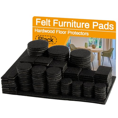 MAQIHAN 182PCS Felt Furniture Pads - Chair Leg Floor Protectors Hardwood