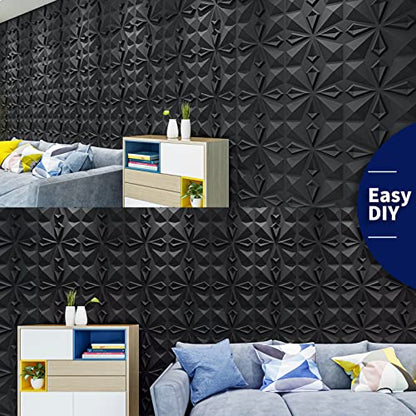 Art3dwallpanels 33 Pack 3D Wall Panels, Black PVC - color: New Black