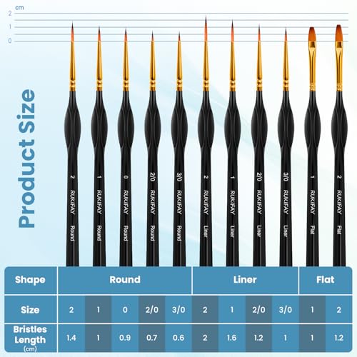Miniature Paint Brushes 11PCS, RUKIFAY Paint Brushes Set Art Supplies