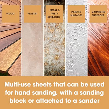 Furniture Clinic Sandpaper Sheets, Sand & Polish Wood Surfaces, 10 Pack - style: Sandpaper