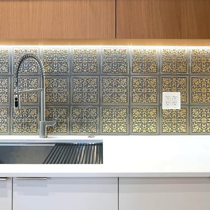 Peel and Stick Metal Backsplash Tiles, Rustic Farmhouse, 10-Pack - style: Rustic Farmhouse