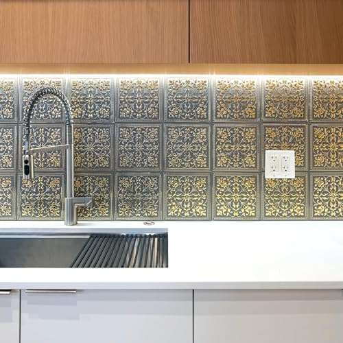 Peel and Stick Metal Backsplash Tiles, Rustic Farmhouse, 10-Pack - style: Rustic Farmhouse
