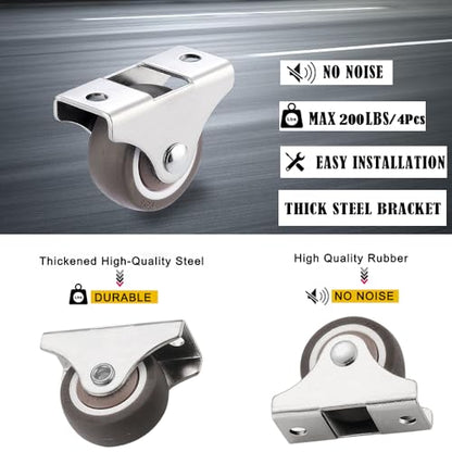 1.5" Small‑Size Fixed Caster Wheels, Low‑Profile Rigid Plate Casters,8‑Pack - style: 1.5 Inch Wheel