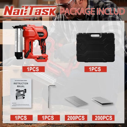 18GA Cordless Nail Gun and Stapler, 2-in-1 Brad Nailer, No Battery