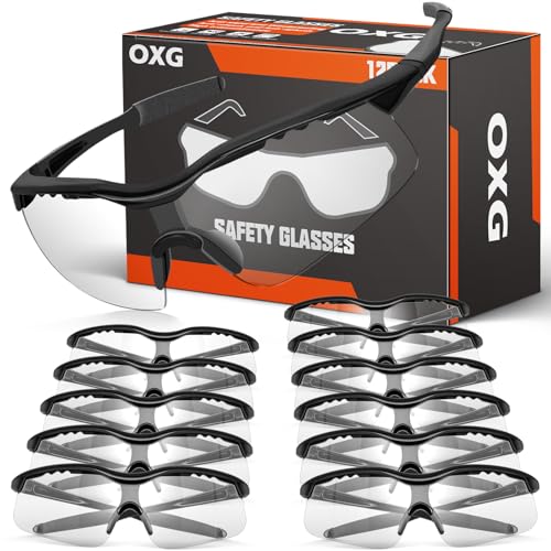 OXG 12 Pack Safety Glasses, ANSI Z87.1 Protective Eyewear for Men Women - color: 12p Clear