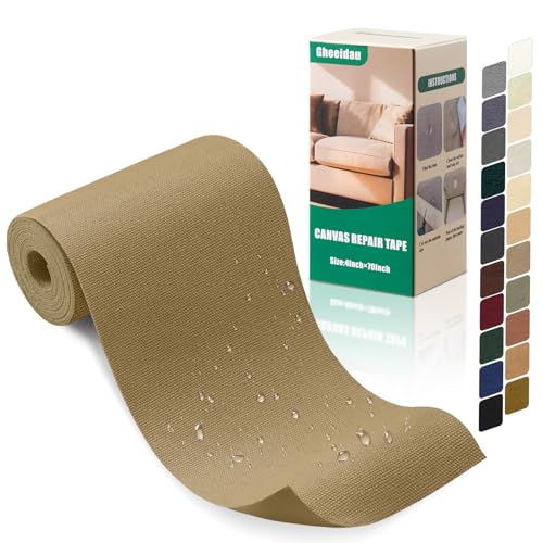 Gheeidau Canvas Repair Tape 4×70 Inch Waterproof Self-Adhesive Fabric Repair Patch for Repairing Boat Covers,Tents,Patio Umbrellas,Car Seats,Luggage,Sofas.(Dark Khaki) - color: Dark Khaki, size: 4"×70"