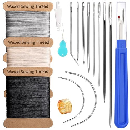 Waxed Thread 0.55mm Leather Waxed Thread Upholstery Repair Kit - color: Black/Gray/Beige