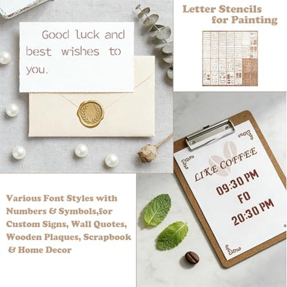 24 Pieces Letter Stencils for Painting,Reusable for Creative Projects. - color: 24PCS-C