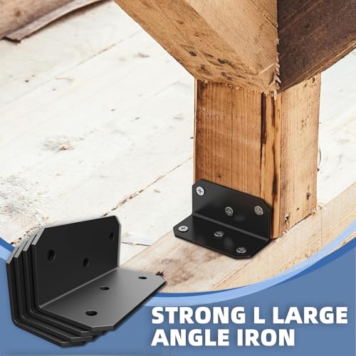 4"x2" Steel Corner Braces, L Brackets for Wood Furniture - size: （4PCS） Black
