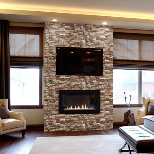 Yutianli 10PSC 3D Wall Panels Peel and Stick Faux Brick Wall Panels Self-Adhesive 3D Brick Wallpaper Foam Stone Wall Panel - color: Light Red, size: 10PCS
