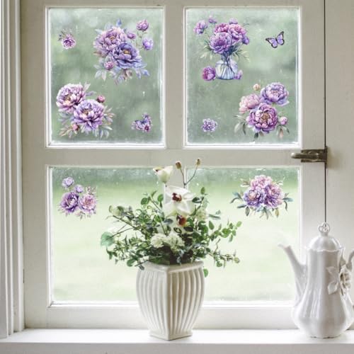 Peacoblue Purple Peonies Rub On Transfers for Furniture Craft 6"x12" - style: Purple Peonies Flowers
