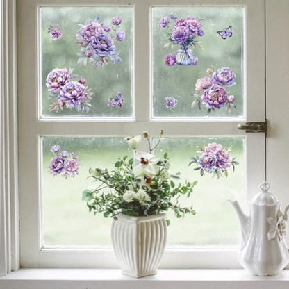 Peacoblue Purple Peonies Rub On Transfers for Furniture Craft 6"x12" - style: Purple Peonies Flowers