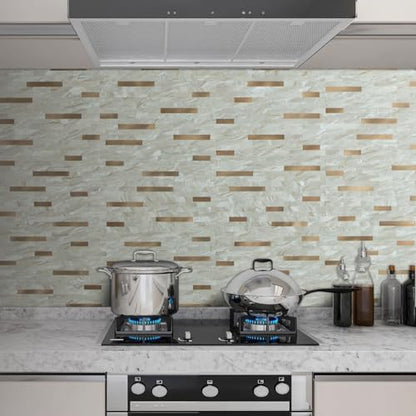 AULIGET 2 Sheets Faux Stone Peel and Stick Backsplash, Light Brown Marble Look PVC Wall Tiles Stick on Backsplash for Kitchen - color: Light Brown, size: 2 Sheets, 6"x12"x0.12"