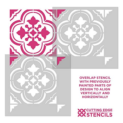 Santa Ana Tile Stencil - Cement Tile Stencils - DIY Portuguese Tiles - Reusable Stencils for Home Decor (Extra Large 16"x16") - size: Extra Large (16"x16")