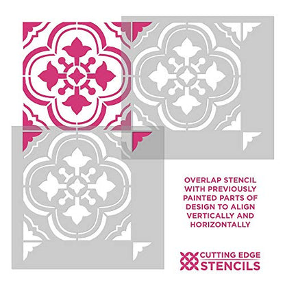 Santa Ana DIY Portuguese Tiles - Reusable Stencils for Home Decor (Large Size 12x12) - size: Large (12"x12")