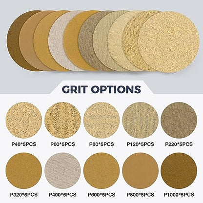 S SATC 50PCS 3 Inch Hook and Loop Sanding Discs Orbital Sander Sandpaper for Orbital Sander Include 40/60/80/120/220/320/400/600/800/1000 Grits Sanding Discs for Woodworking Automotive Metal - style: (40-1000)Grit 50 pack