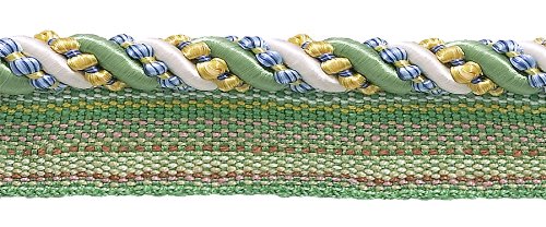 DÉCOPRO Medium Green, Gold, Blue 4/16 inch Imperial II Lip Cord Style# 0416I2 Color: Mountain Spring - 4668 (Sold by The Yard)