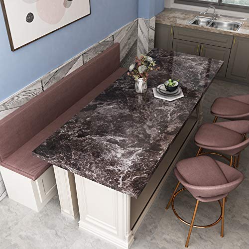 Livelynine Black Brown Marble Contact Paper for Countertops Peel and Stick - color: Dark marble, size: 15.8" x 78.8"