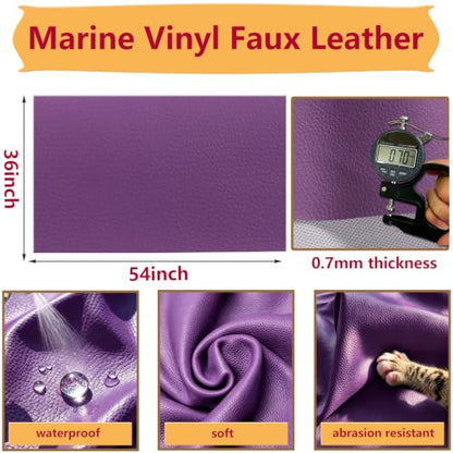 CDY Marine Vinyl Upholstery Fabric: 54"x36" Soft Grain Faux Leather Durable - color: Purple, size: 1 Yard（54"x36")