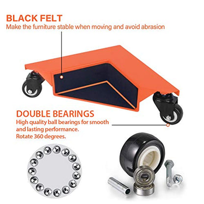 SPACEKEEPER Furniture Mover 1380 LB Furniture Dolly 4 Pack Cabinet Roller