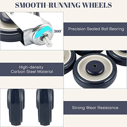 MYFULLY 5" Shopping Cart Caster Wheels 4-Pack with Hardware, Blue - style: Blue