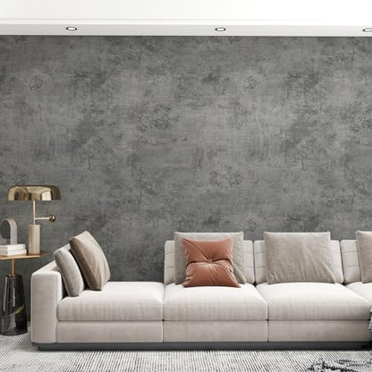 Gray Concrete Contact Paper Matte Thick Textured Grey Cement Wallpaper Peel Stick Countertop Contact Paper Removable Waterproof Adhesive Industrial Style Wall Sticker Kitchen Table Vinyl Wrap 16"x118" - color: Cement Gray, size: 16" x 118"