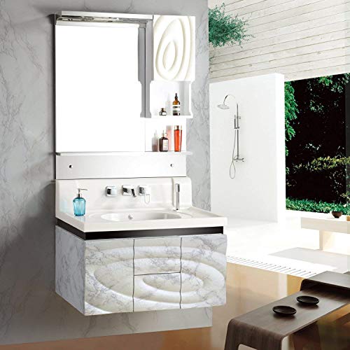 Marble Contact Paper White Peel and Stick Wallpaper for Kitchen Countertop - color: Gray/White, size: 17.7" x 196.8"