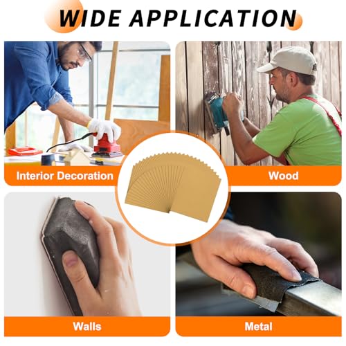25 Pcs 220 Grit Sandpaper 9 x 11 Inch Sand Paper Alumina Gold - size: 9 x 11 Inch(220 Grit)