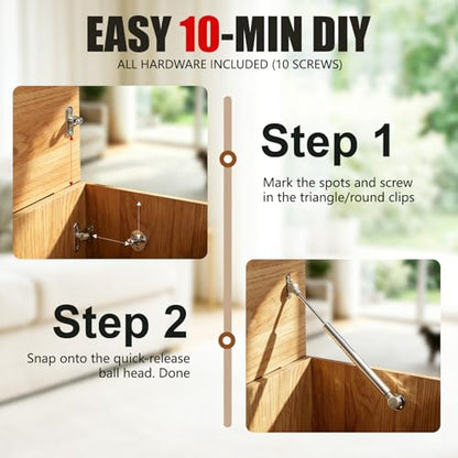 Vepagoo 2 Pack Soft Close Hinges for Toy Box, 15 inch 100N
