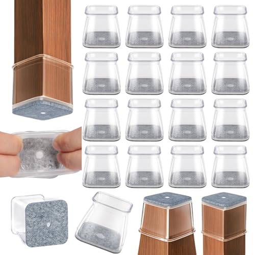 Chair Leg Floor Protectors,24 Pcs Square Furniture Pads for Hardwood Floors - size: Square L