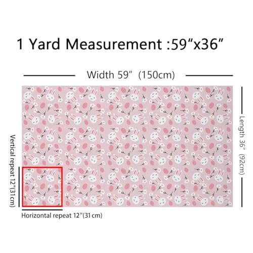 Feelyou Cartoon Rabbits Easter Fabric by The Yard 1 Yard Soft - color: Multi 003, size: 1 Yard