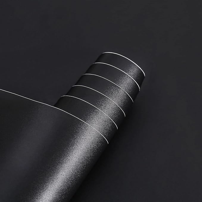 Arthome Peel and Stick Wallpaper,Matte Contact Paper,Self-Adhesive and Removable Vinyl Wallpaper Waterproof and Oil Proof for Cabinets,Countertops,Wall Covering(Black Matte 17''x78.7'') - color: Black Matte, size: 17" x 78.7"