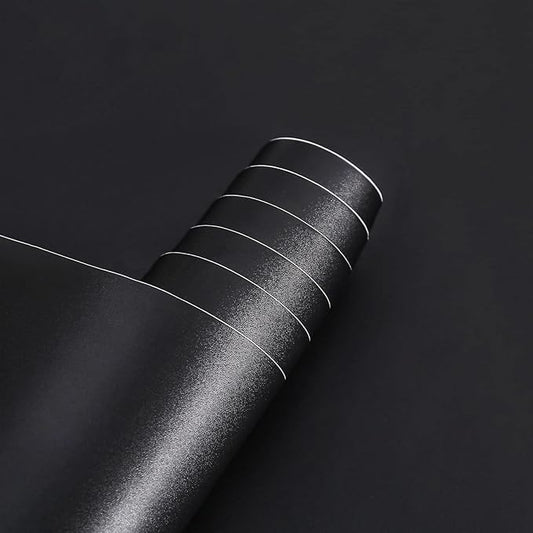 Arthome Peel and Stick Wallpaper,Matte Contact Paper,Self-Adhesive and Removable Vinyl Wallpaper Waterproof and Oil Proof for Cabinets,Countertops,Wall Covering(Black Matte 17''x78.7'') - color: Black Matte, size: 17" x 78.7"