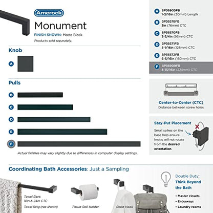 Amerock 8-13/16" Monument Matte Black Drawer Pull - color: Matte Black, size: 8-13/16 Inch (224 mm) Center-to-Center