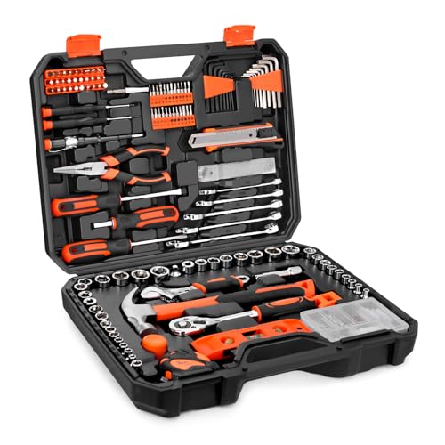 248-Piece Home Repair Hand Tool Set with Storage Case - color: Orange, size: 248-pcs