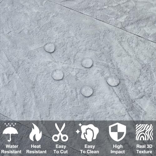 AULIGET 100-Piece Peel and Stick Backsplash Wall Tiles, 3" x 6" PVC Grey Marble Faux Stick on Tiles for Backsplash Kitchen, Bathroom, Laundry Room, Camper, Fireplace - color: Grey Marble