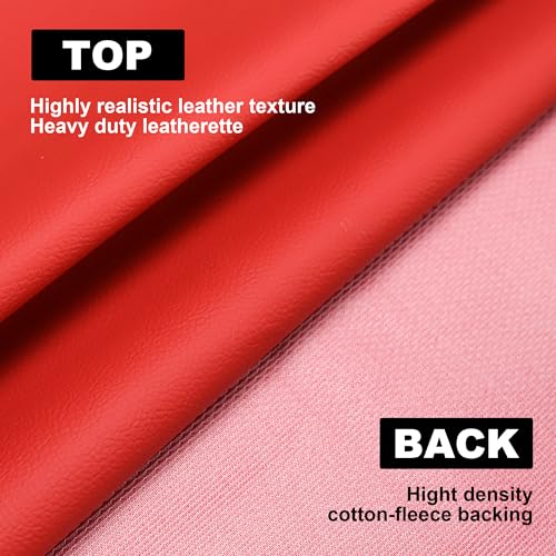 Faux Leather, Marine Vinyl PVC Leather for DIY Upholstery, Sofa Car Boat Seat Repair, Waterproof & Easy to Clean, Red (1 FT 55x12 Inch) - color: Red, size: 1Ft (55x12inch)