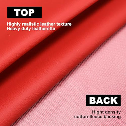 Faux Leather, Marine Vinyl PVC Leather for DIY Upholstery, Sofa Car Boat Seat Repair, Waterproof & Easy to Clean, Red (1 FT 55x12 Inch) - color: Red, size: 1Ft (55x12inch)