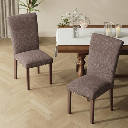 COLAMY Upholstered Dining Chairs Set of 6 - color: F-brown, size: Set of 6