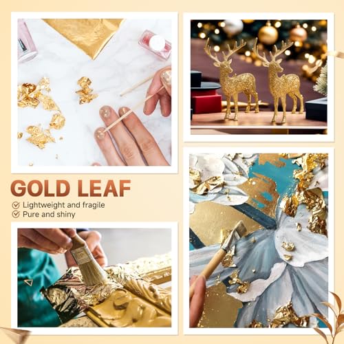 100Pcs Gold Leaf Sheets for Art, Gold Foil Sheets for Crafts, Art & DIY Projects, Home Walls and Multi Artistic Decoration, Imitation Gold Foil Sheets 5.5" x 5.5"