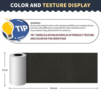 ONine Professional Leather Repair for Sofa,Leather Repair Tape 3x60in(Dark Gray Leather) - color: Dark Gray Leather, size: 3 x 60 inches